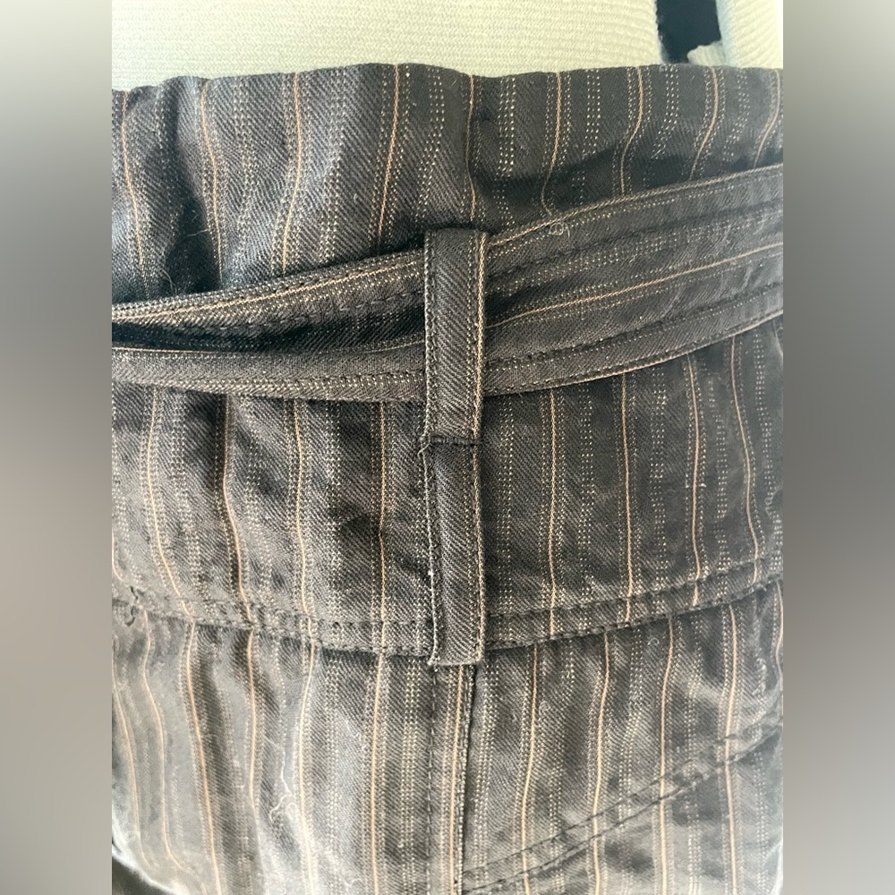 Max Azria pin striped wool cuffed culottes, paper bag waist,blk/grey/brn,4, EUC - Picture 5 of 10